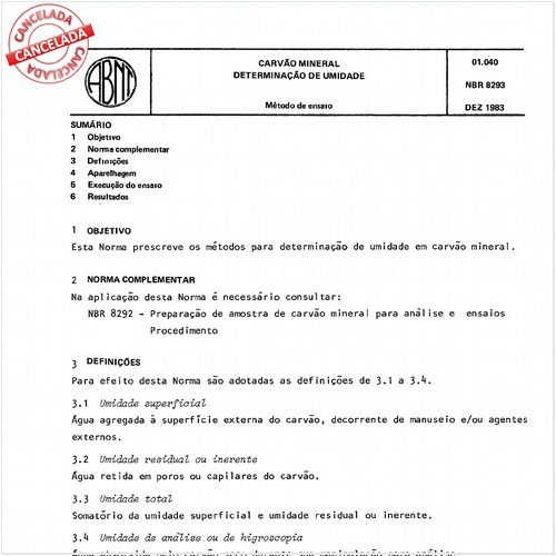 Carvão mineral - Determinação de umidade