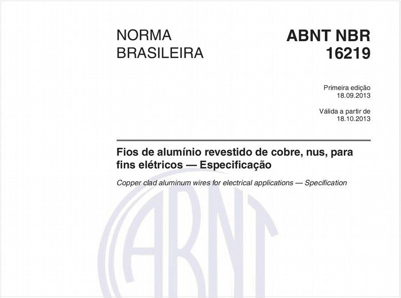 Fios de alumínio revestido de cobre, nus, para fins elétricos — Especificação