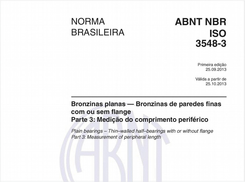 Bronzinas planas — Bronzinas de paredes finas com ou sem flange - Parte 3: Medição do comprimento periférico