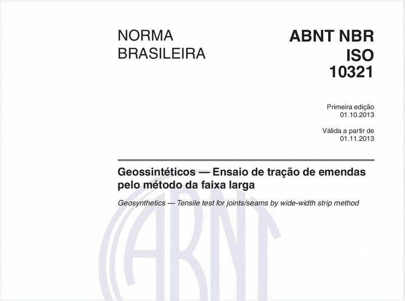 Geossintéticos — Ensaio de tração de emendas pelo método da faixa larga