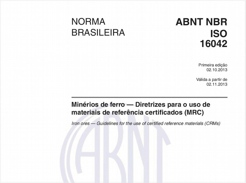 Minérios de ferro — Diretrizes para o uso de materiais de referência certificados (MRC)