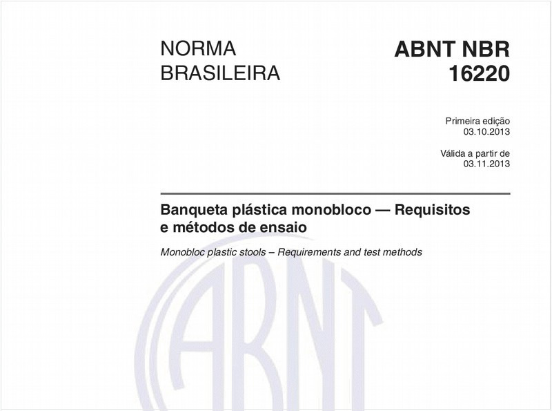 Banqueta plástica monobloco — Requisitos e métodos de ensaio