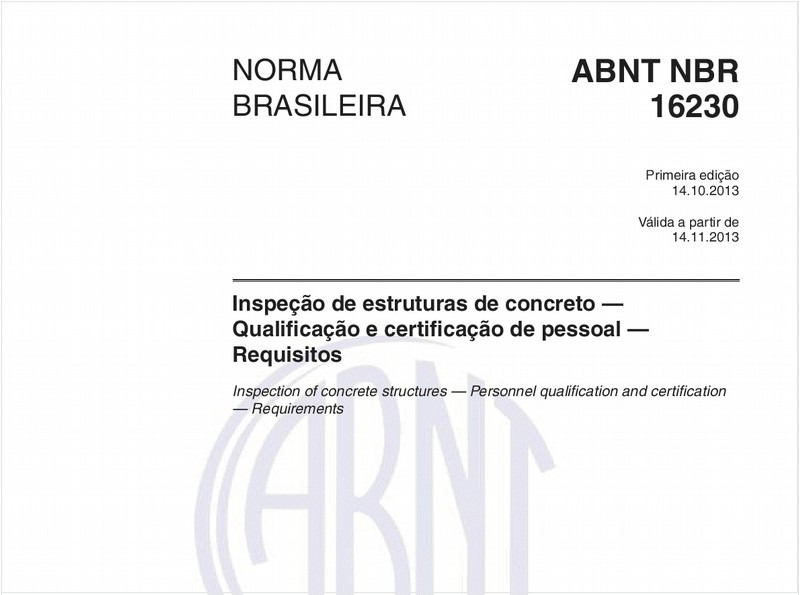 Inspeção de estruturas de concreto — Qualificação e certificação de pessoal — Requisitos
