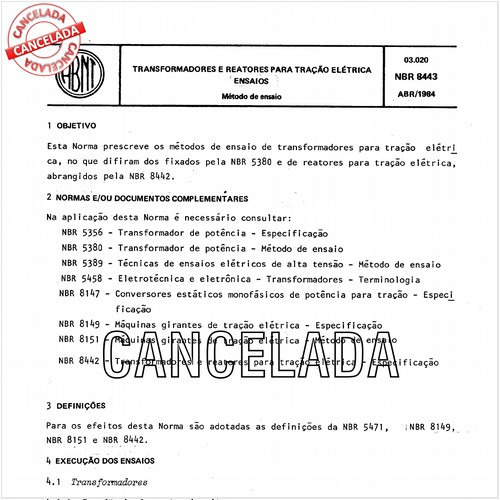 Transformadores e reatores para tração elétrica - Ensaios