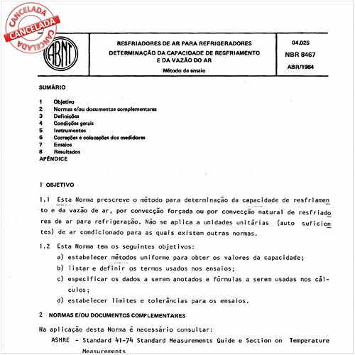Resfriadores de ar para refrigeradores - Determinação da capacidade de resfriamento e de vazão do ar