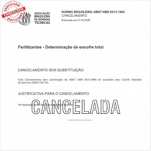 Fertilizantes - Determinação de enxofre total