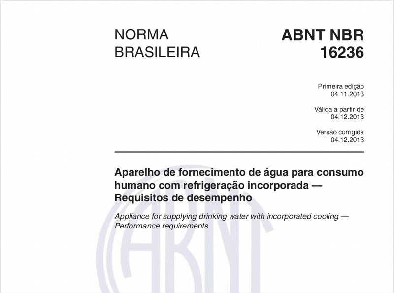 Aparelho de fornecimento de água para consumo humano com refrigeração incorporada — Requisitos de desempenho
