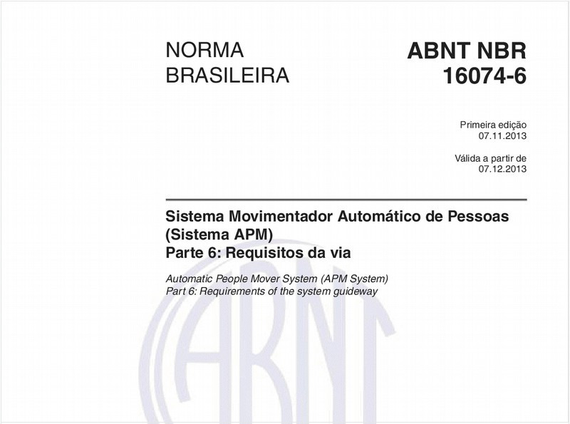 Sistema Movimentador Automático de Pessoas (Sistema APM) - Parte 6: Requisitos da via