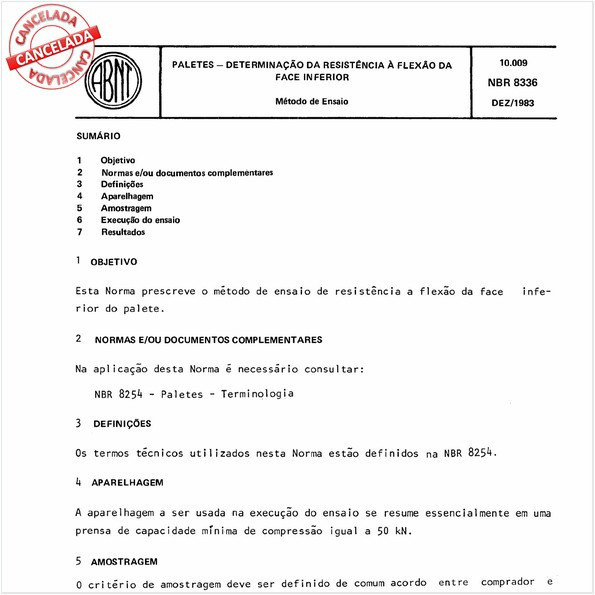 Paletes - Determinação da resistência à flexão da face inferior