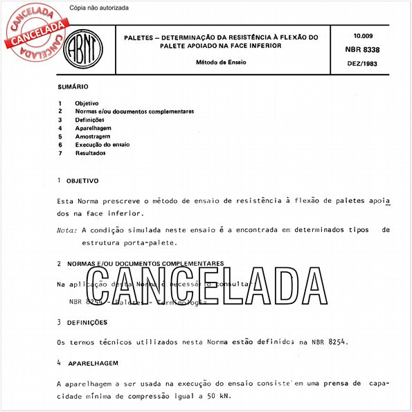 Paletes - Determinação da resistência à flexão do palete apoiado na face inferior
