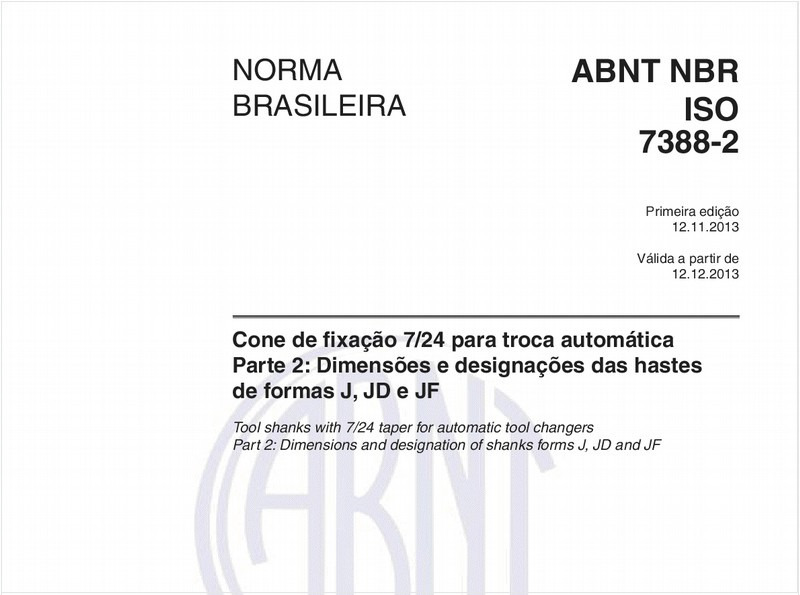 Cone de fixação 7/24 para troca automática - Parte 2: Dimensões e designações das hastes de formas J, JD e JF