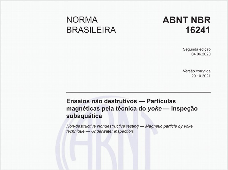 Ensaios não destrutivos — Partículas magnéticas pela técnica do yoke — Inspeção subaquática