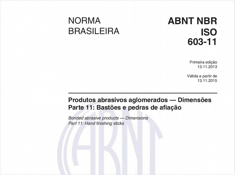 Produtos abrasivos aglomerados — Dimensões - Parte 11: Bastões e pedras de afiação