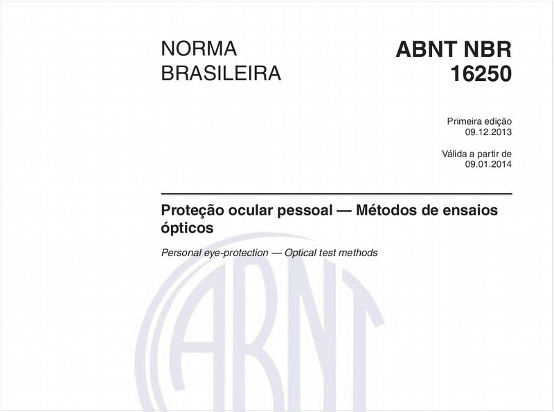Proteção ocular pessoal — Métodos de ensaios ópticos