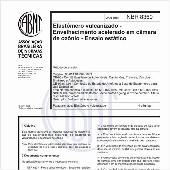 Elastômero vulcanizado - Envelhecimento acelerado em câmara de ozônio - Ensaio estático - Método de ensaio
