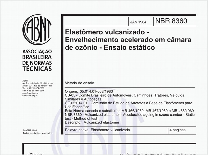 Elastômero vulcanizado - Envelhecimento acelerado em câmara de ozônio - Ensaio estático - Método de ensaio