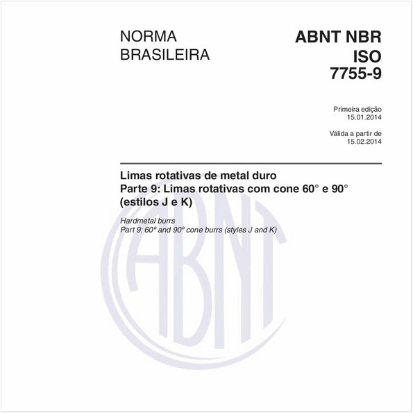 Limas rotativas de metal duro - Parte 9: Limas rotativas com cone 60° e 90° (estilos J e K)