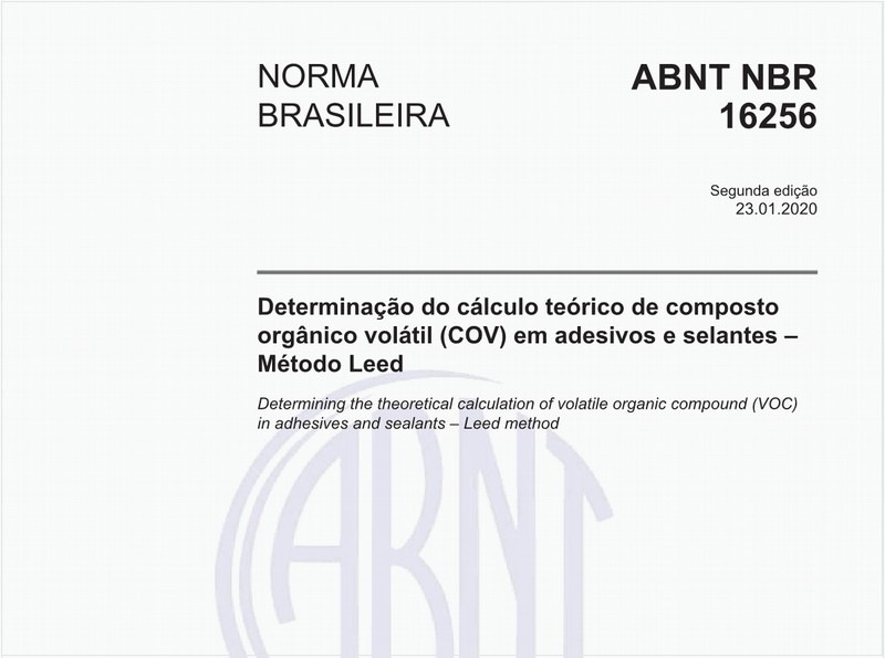 Determinação do cálculo teórico de composto orgânico volátil (COV) em adesivos e selantes – Método Leed