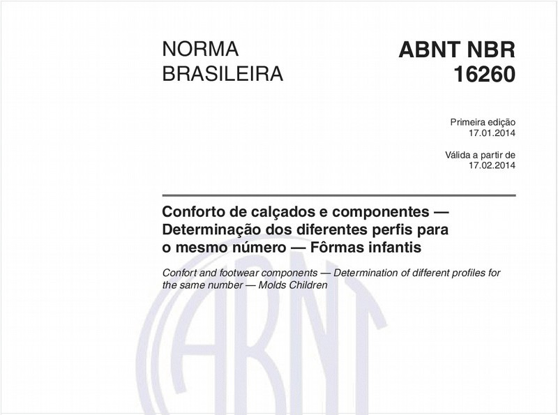 Conforto de calçados e componentes — Determinação dos diferentes perfis para o mesmo número — Fôrmas infantis
