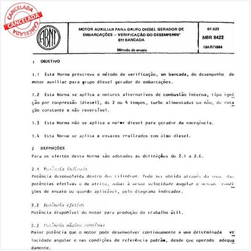 Motor auxiliar para grupo diesel gerador de embarcações - Verificação do desempenho em bancada