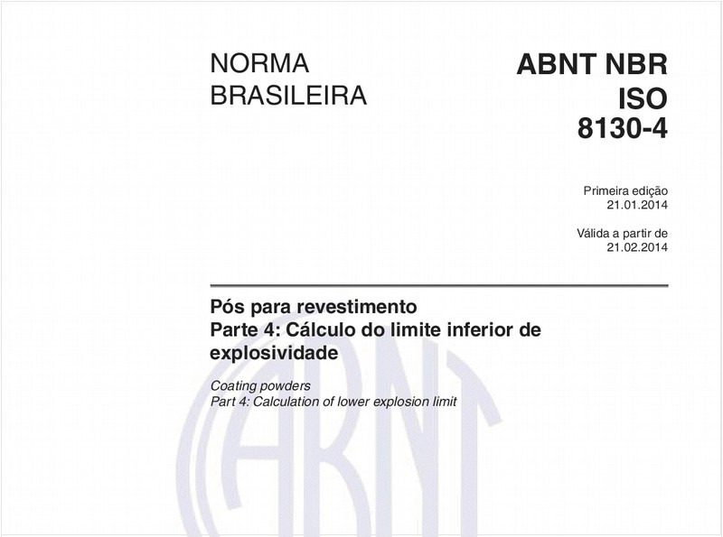 Pós para revestimento - Parte 4: Cálculo do limite inferior de explosividade