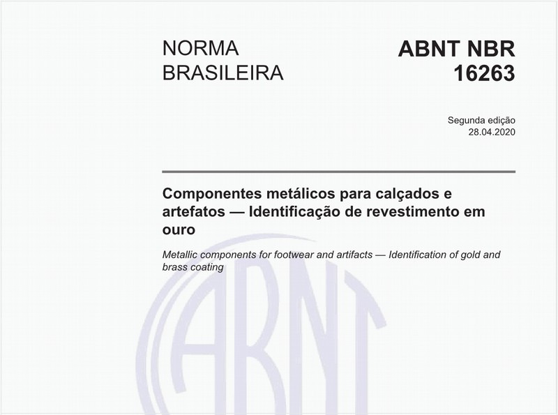 Componentes metálicos para calçados e artefatos - Identificação de revestimento em ouro