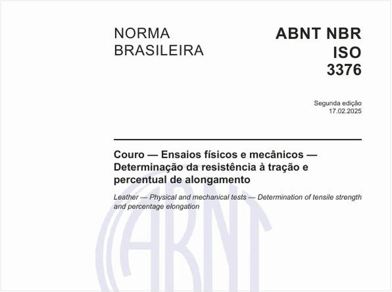 Couro - Ensaios físicos e mecânicos - Determinação da resistência à tração e percentual de alongamento