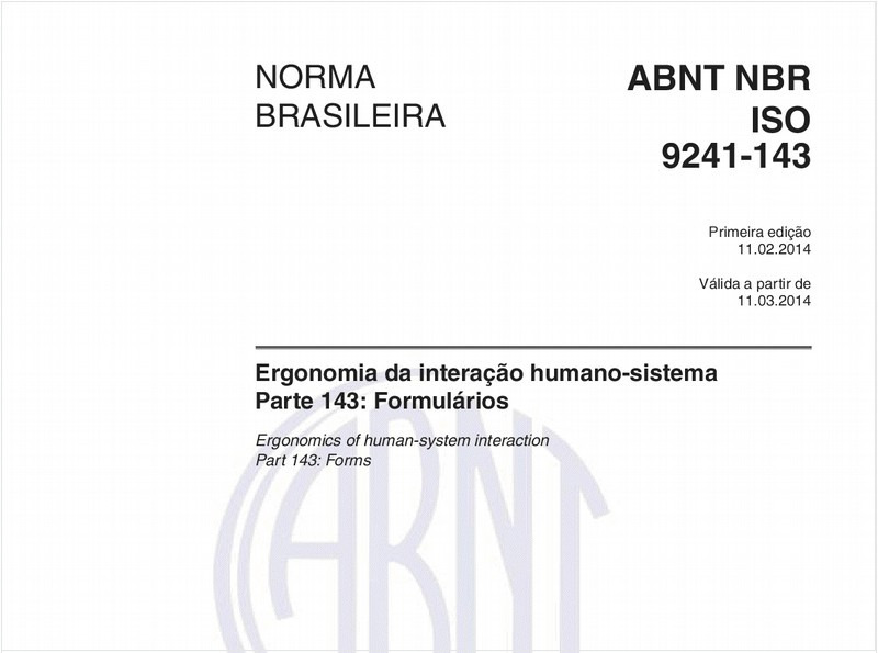 Ergonomia da interação humano-sistema - Parte 143: Formulários