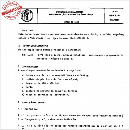 Ferrossilício-magnésio - Determinação da composição química