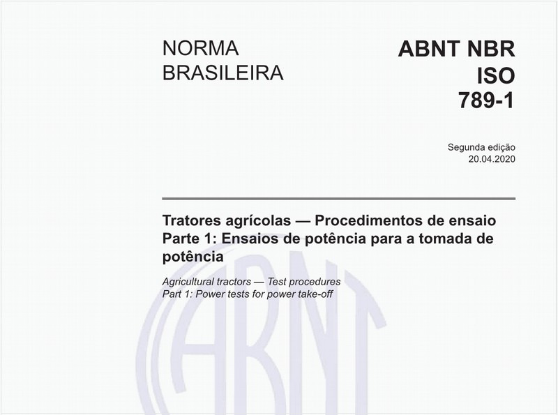Tratores agrícolas — Procedimentos de ensaio - Parte 1: Ensaios de potência para a tomada de potência