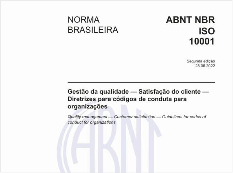 Gestão da qualidade - Satisfação do cliente - Diretrizes para códigos de conduta para organizações