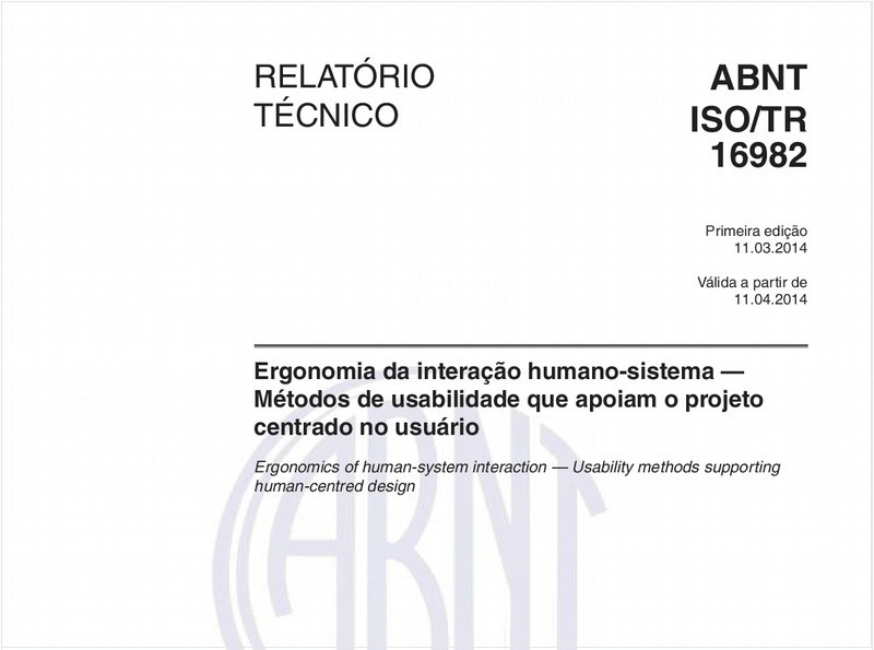 Ergonomia da interação humano-sistema — Métodos de usabilidade que apoiam o projeto centrado no usuário