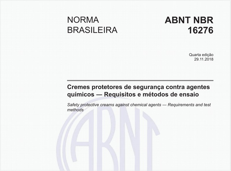 Cremes protetores de segurança contra agentes químicos - Requisitos e métodos de ensaio