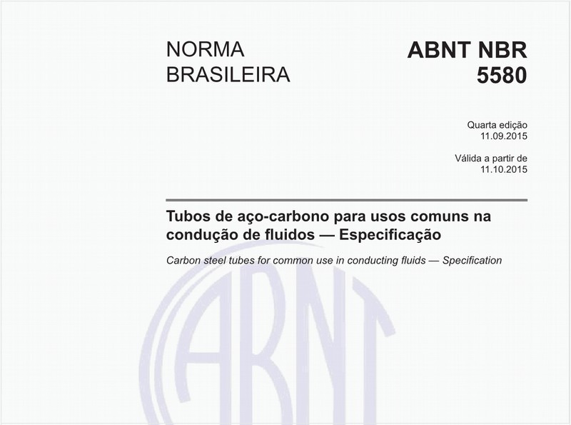 Tubos de aço-carbono para usos comuns na condução de fluidos - Especificação