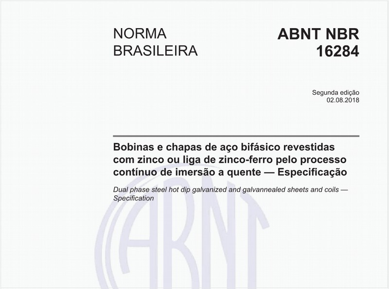 Bobinas e chapas de aço bifásico revestidas com zinco ou liga de zinco-ferro pelo processo contínuo de imersão a quente - Especificação