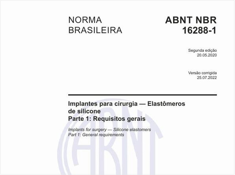 Implantes para cirurgia — Elastômeros de silicone - Parte 1: Requisitos gerais