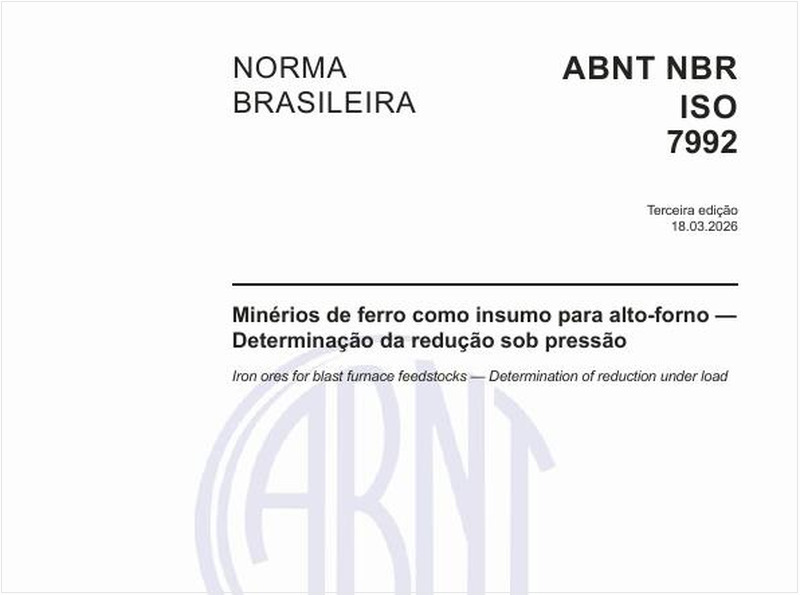Minérios de ferro como insumo para alto-forno — Determinação da redução sob pressão