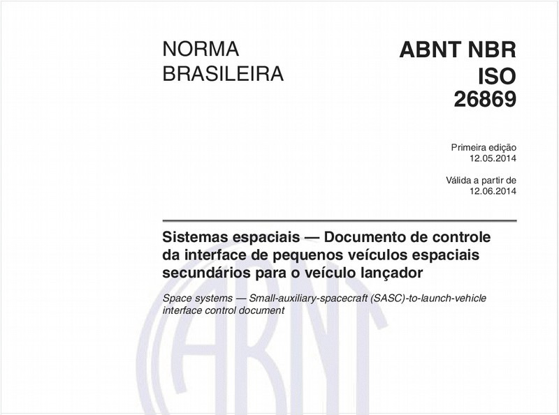 Sistemas espaciais — Documento de controle da interface de pequenos veículos espaciais secundários para o veículo lançador