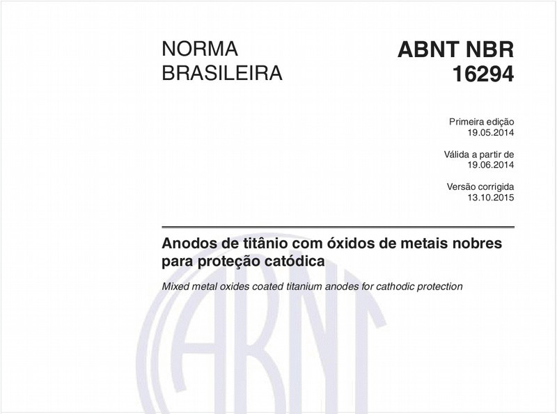 Anodos de titânio com óxidos de metais nobres para proteção catódica