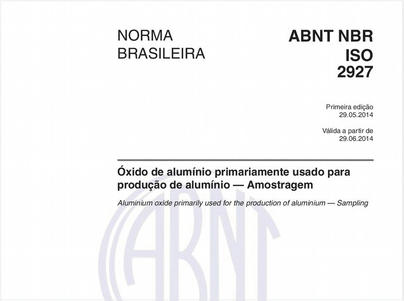 Óxido de alumínio primariamente usado para produção de alumínio — Amostragem