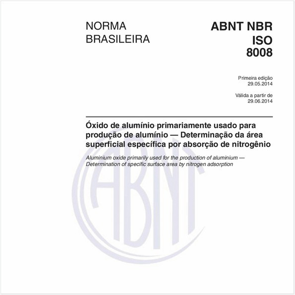 Óxido de alumínio primariamente usado para produção de alumínio — Determinação da área superficial específica por absorção de nitrogênio