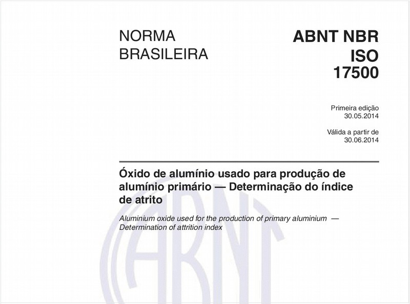 Óxido de alumínio usado para produção de alumínio primário — Determinação do índice de atrito