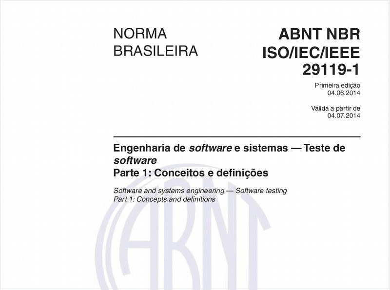 Engenharia de software e sistemas - Teste de software - Parte 1: Conceitos e definições