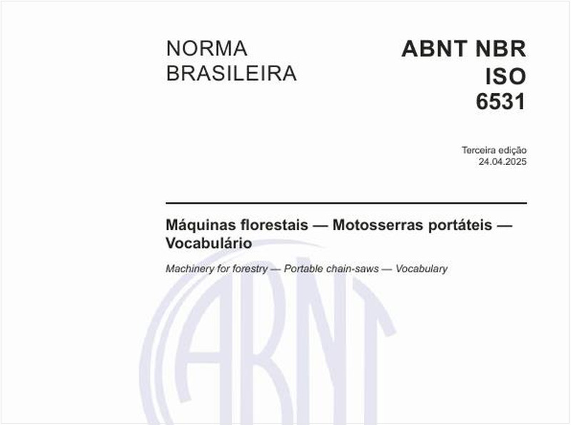 Máquinas florestais — Motosserras portáteis — Vocabulário