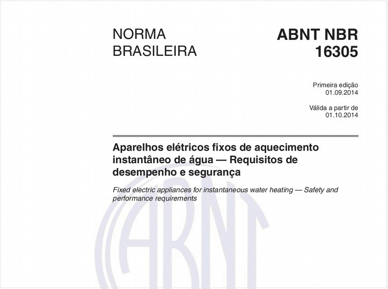 Aparelhos elétricos fixos de aquecimento instantâneo de água — Requisitos de desempenho e segurança