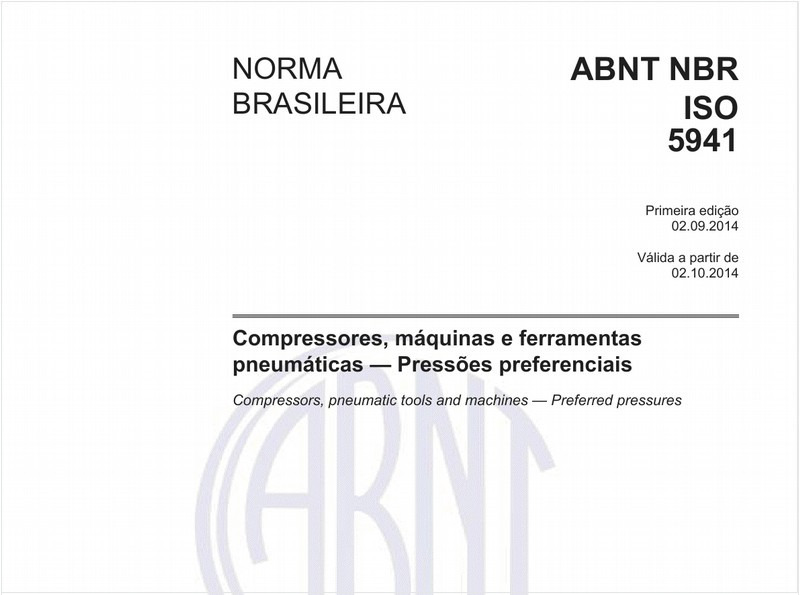 Compressores, máquinas e ferramentas pneumáticas - Pressões preferenciais