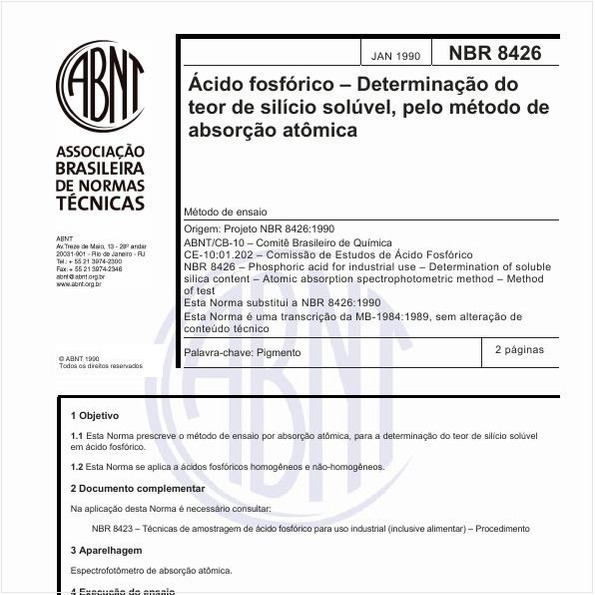 Ácido fosfórico - Determinação do teor de silício solúvel, pelo método de absorção atômica - Método de ensaio