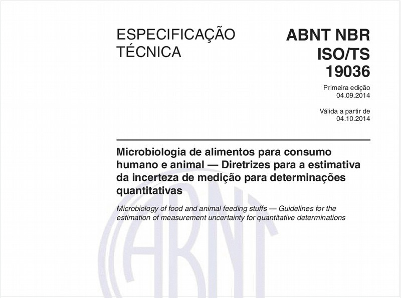 Microbiologia de alimentos para consumo humano e animal - Diretrizes para a estimativa da incerteza de medição para determinações quantitativas