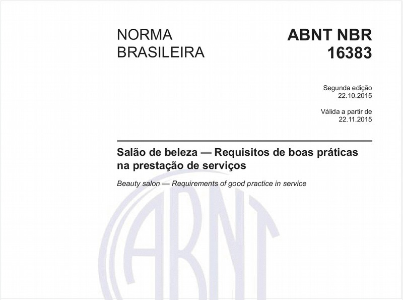 Salão de beleza — Requisitos de boas práticas na prestação de serviços