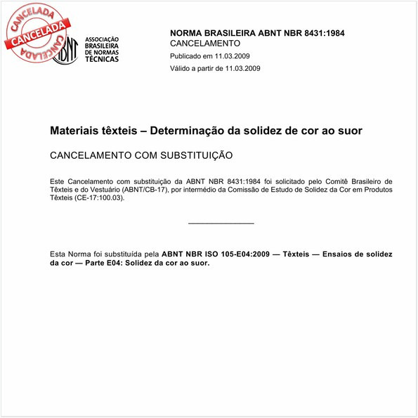 Materiais têxteis - Determinação da solidez da cor ao suor